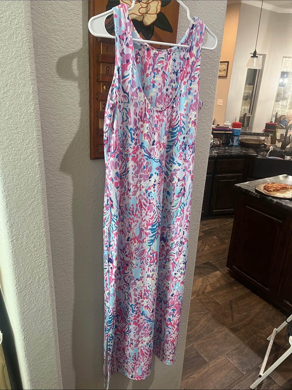 Women's Floral Print Maxi Skirt - Pink & Blue Pattern